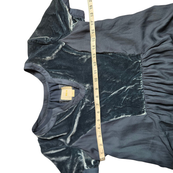 Anthropologie Maeve Blue Velvet Ingrid Mini Tunic Dress Size: SP - Picture 4 of 6